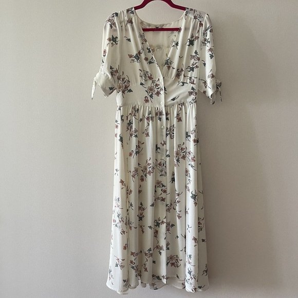 1. State Womens Buttons Dress White Size 4 Floral Print - Picture 1 of 6